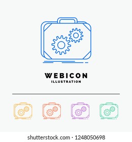Briefcase, case, production, progress, work 5 Color Line Web Icon Template isolated on white. Vector illustration