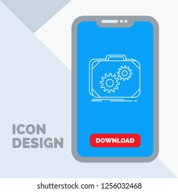 Briefcase, case, production, progress, work Line Icon in Mobile for Download Page