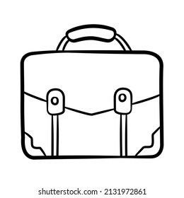 briefcase case work portfolio bag job single isolated icon with sketch hand drawn outline style