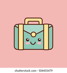 briefcase character kawaii style vector illustration design