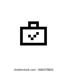 diseño de icono perfecto para la comprobación de píxeles de la maleta. Diseño de estilo plano aislado en un fondo blanco. Ilustración del vector