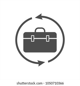 briefcase and circular arrows icon. Detailed icon of head hunting and employee icon. Premium quality graphic design. One of the collection icon for websites, web design, mobile app on white background