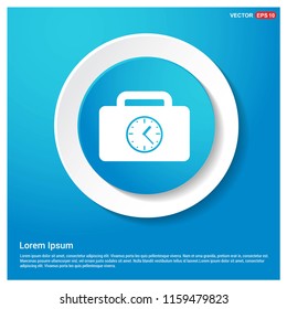 Briefcase with Clock Icon Abstract Blue Web Sticker Button - Free vector icon