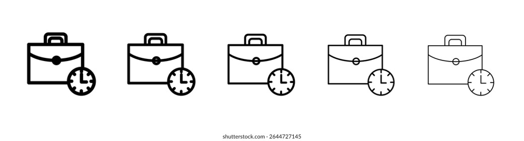 Briefcase with clock icon flat illustration set logo