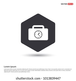 Briefcase with Clock Icon Hexa White Background icon template