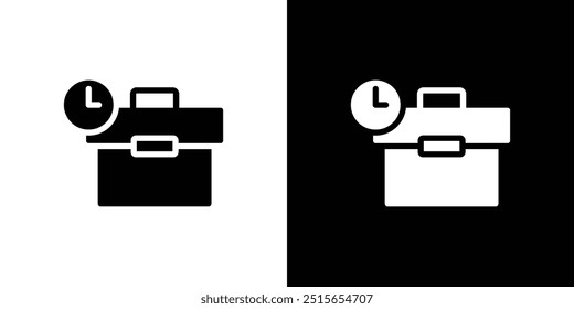 Briefcase with clock icon logo set vector