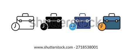 Briefcase Clock icon set. Business deadline symbol. vector illustration