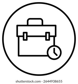 Briefcase with clock icon simple flat icon vector symbol