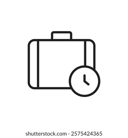 Briefcase with clock icon Simple thin outline