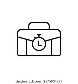 Briefcase with clock icon simple vector symbol