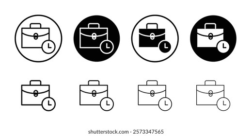 Briefcase with clock icon vector line logo mark or symbol set collection outline style