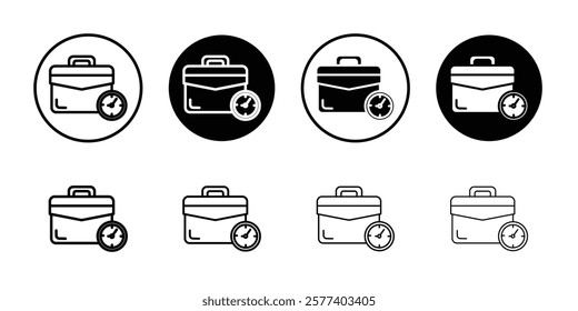 Briefcase with clock icon Vector logo set flat