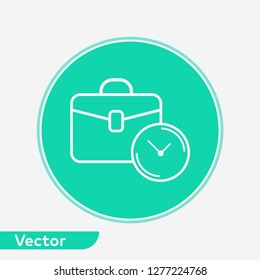 Briefcase with clock vector icon sign symbol