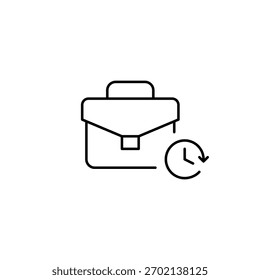 Porta-arquivos e relógio. Cronograma de trabalho, prazo final do projeto. Pixel perfeito, ícone de vetor de traçado editável