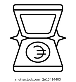 Briefcase with coin concept. Vector graphics. banking and finance concept. Vector graphics. Case box with coin, money sign on white background, linear style for mobile or design