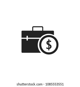 Briefcase and coin with dollar sign