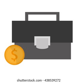 briefcase and coin , Vector illustration