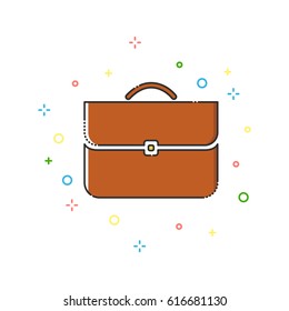 Briefcase color thin line icon on white background. Linear symbols.