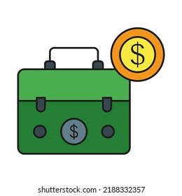 Icono de color de maletín. Ilustración simple del elemento de color. Diseño de símbolos de esquema de esquema de caso breve desde el conjunto médico. Se puede usar para web y móvil con fondo blanco