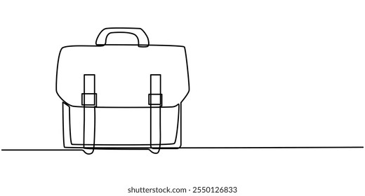 Aktentasche durchgehende Linie Kunst Zeichnung, Minimalistische durchgehende Linie Zeichnung von Business-Tasche oder Aktentasche. Ideal für Geschäfts- und Finanzkonzepte, Aktentasche Line Icon, Koffer Arbeitstasche eine Zeile.