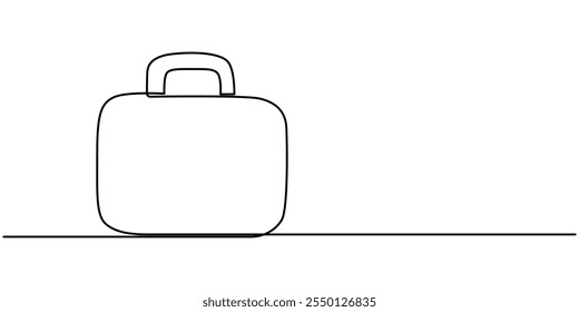 briefcase continuous line art drawing, Minimalist continuous one line drawing of business bag or briefcase. Ideal for business and finance concepts, Briefcase Line Icon, Suitcase working bag one line.