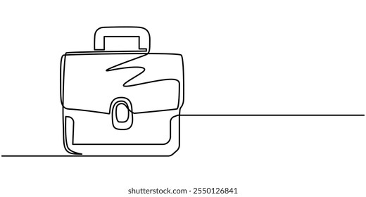 briefcase continuous line art drawing, Minimalist continuous one line drawing of business bag or briefcase. Ideal for business and finance concepts, Briefcase Line Icon, Suitcase working bag one line.