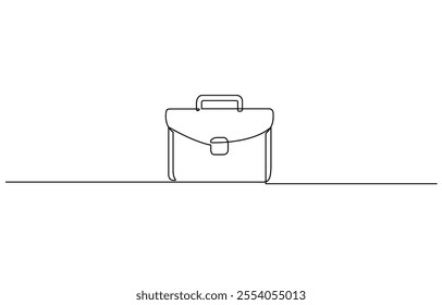 Briefcase Continuous Line Art Illustration, Briefcase Continuous Line Drawing with an Editable Stroke and Copy Space.