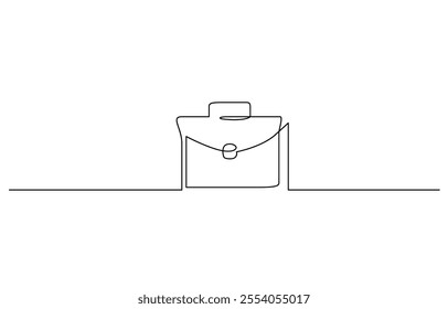 Briefcase Continuous Line Art Illustration, Briefcase Continuous Line Drawing with an Editable Stroke and Copy Space.