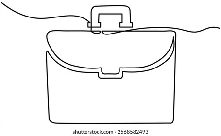 Briefcase continuous one line art drawing illustration. Continuous outline briefcase office bag for working