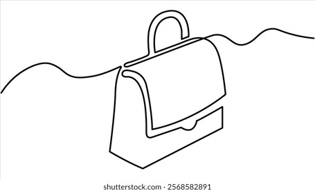 Briefcase continuous one line art drawing illustration