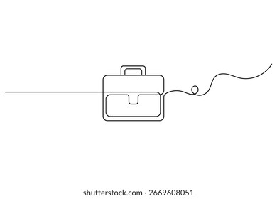 Briefcase desenho contínuo de uma linha do conceito de negócios esboço ilustração vetor. 