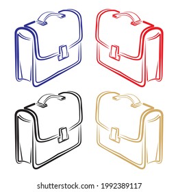Ilustración del vector contorno de maletín. Icono De La Bolsa Escolar Aislado En Un Fondo Blanco
