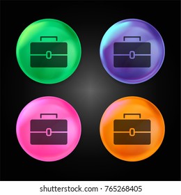 Briefcase crystal ball design icon in green - blue - pink and orange.