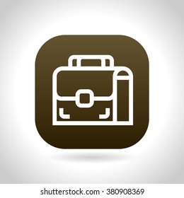 briefcase dark-brown and white icon. vector, flat, outline