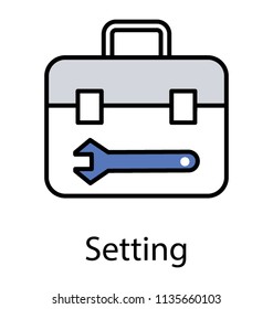 
A briefcase designed using spanner tool, this is icon of toolbox 
