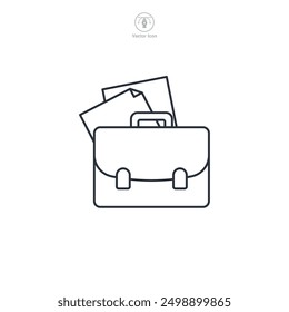 Briefcase with document icon symbol vector illustration isolated on white background