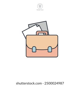 Briefcase with document icon symbol vector illustration isolated on white background