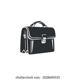 Maletín con documentos. Ilustración en blanco y negro sobre fondo blanco.