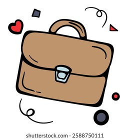 Briefcase for documents. Color illustration isolated on white background. Simple image for sticker, poster, banner