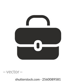 briefcase for documents, portfolio icon, business bag, flat vector illustration