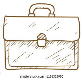 Briefcase with documents - vector icon  in pencil drawing style