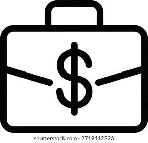 Maletín con el signo del dólar aislado en el fondo transparente, Vector