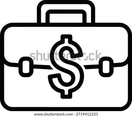 Briefcase with dollar sign isolated on transparent background, Vector