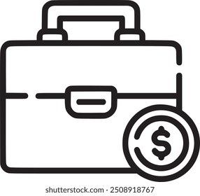 Porta-arquivos com sinal de dólar, representando a gestão financeira ou o investimento empresarial. Porta-arquivos com o ícone de símbolo de dólar que representa o gerenciamento financeiro, o investimento comercial e as transações monetárias.