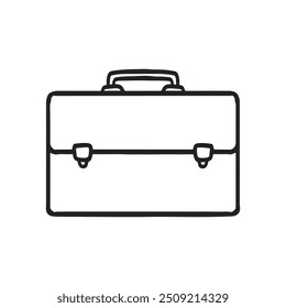 briefcase doodle drawing. vector illustration in black and white colors. 