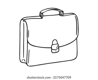 briefcase doodle hand drawn icon. Outline drawing briefcase line clipart symbol. Vector illustration