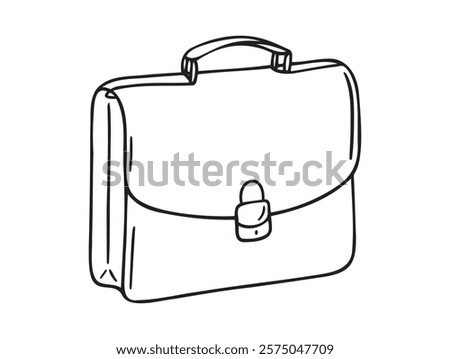 briefcase doodle hand drawn icon. Outline drawing briefcase line clipart symbol. Vector illustration