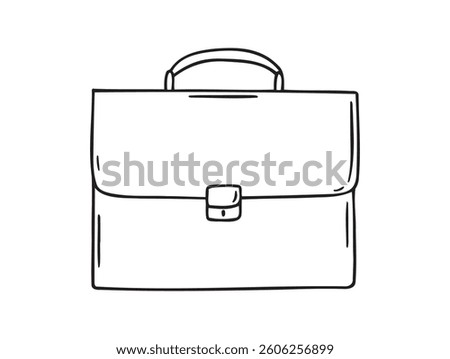 briefcase doodle hand drawn icon. Outline drawing briefcase line clipart symbol. Vector illustration