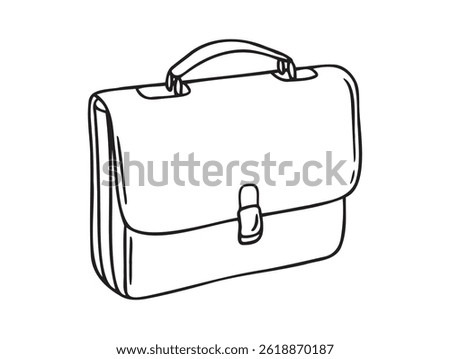 briefcase doodle hand drawn icon. Outline drawing briefcase line clipart symbol. Vector illustration