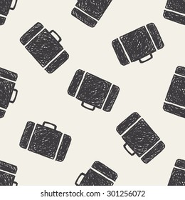 Briefcase doodle seamless pattern background